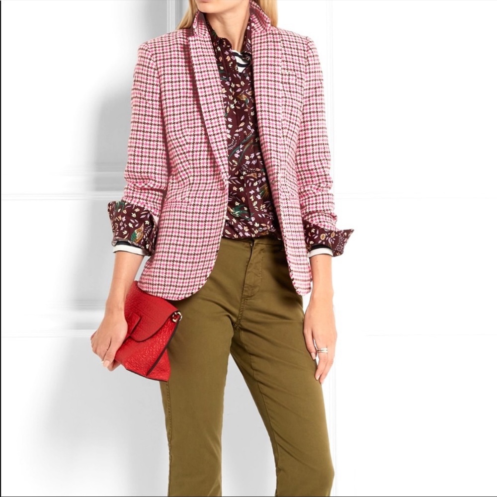 J Crew Pink Houndstooth Blazer Size 8
